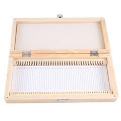 1pcs Wooden Microscope Slide Storage Box – Holds 50 Slides Securely – NEW