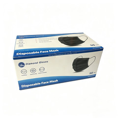 Disposable Black 3Ply Face Masks Comfort Earloop Non-Medical 100PCS