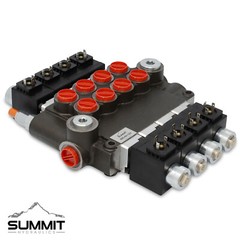 Hydraulic Monoblock Solenoid Directional Control Valve 4 Spool, 21 GPM w/ Switch