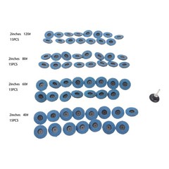 60 Pack 2 Inch 40/60/80/120 Grit Mixed Sanding Discs Set with 1/4 Inch Holder