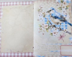 Junk Journal Booklet “COUNTRY GINGHAM” Farmhouse Cards, Pockets Ephemera 40Pg