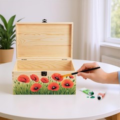 yarlung Unfinished Wooden Box with 11.8 x 7.9 x 5.9 inches, Light Brown