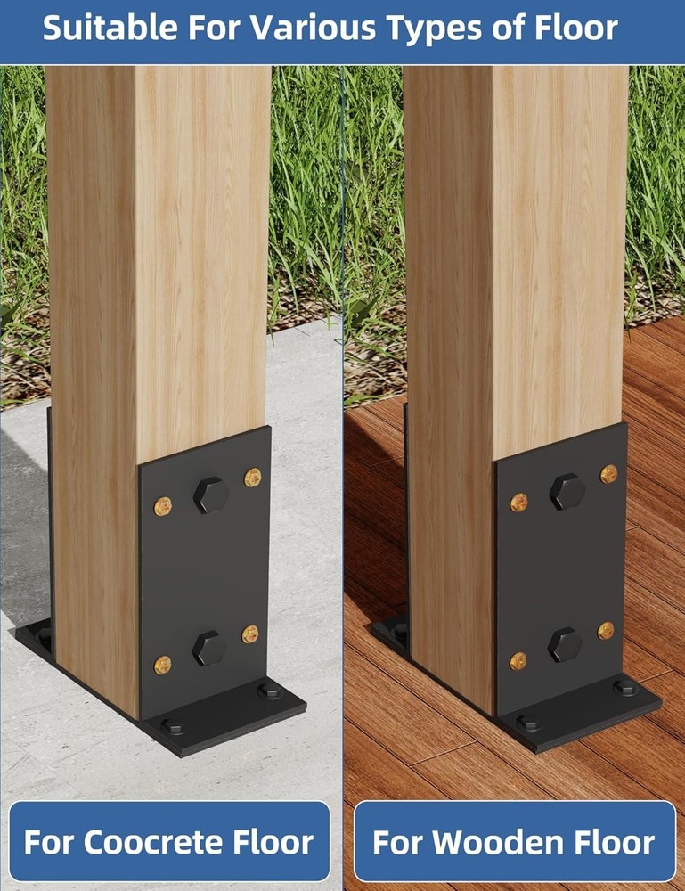 4×4 Post Base 3 Pcs,Heavy Duty Detachable Post Bracket with Adjustable Inner …