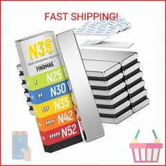 FINDMAG 12Pack Rare Earth Neodymium Magnets, 60x10x3mm Strong Heavy Duty Bar Mag