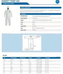 Dupont Tyvek 400 Disposable Protective Coverall Case 25 TY120/122/127SWH2500