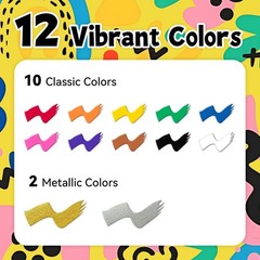 12 Colors Jumbo Markers, 15mm Jumbo Felt Tip, Acrylic Paint Markers for Rock