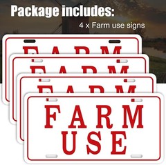 Blulu 4 Pieces Farm Use ID Tag Sign 12 x 6 Inch, Aluminum Reflective Rust Free F