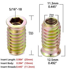 50 Pieces 5/16 Threaded Inserts for Wood Insert Nut Woodworking Tools Flush Nut
