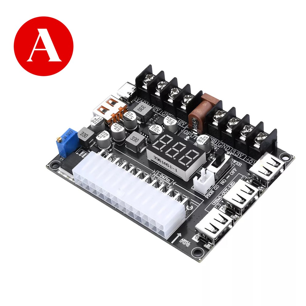 20/24Pin ATX Power Supply Breakout Board Adjustable Voltage Module / Case USA