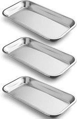 Classic Stainless Steel Tray Set 3 Pack 8.6 Inch Versatile for Bathroom Storage