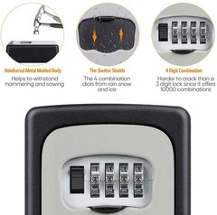 Key Lock Box Combination Wall Non Metal 4 Digit Security Storage Case Organizer