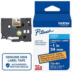 Genuine Brother TZe-B51 Black on Fluorescent Orange 24mm 1″ P-Touch Label Tape