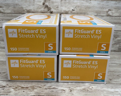 4 *DENTED* Boxes MEDLINE FITGUARD ES Stretch Vinyl Exam Gloves Size: Small 600ct