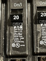10 NEW – Eaton BR120 20 Amp 120/240 VAC 1 Pole Type BR Plug- On Circuit Breaker