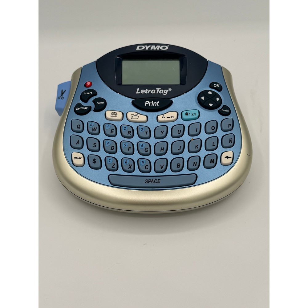 Dymo LetraTag Handheld Label Maker Blue Silver Portable Thermal Printer LT-100T