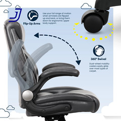 Lumbar Bonded Leather Manager Office Chair Gray Faux Leather FREE SHIP