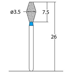 Double Conical Symetrical Short 3.5mm Dia Medium Diamond Bur 5/PK |1839-037.35M2