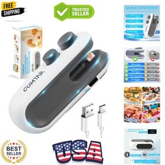 Mini Bag Sealer With Cutter And Magnet, 2 In 1 Rechargeable Vacuum Sealer Bag…