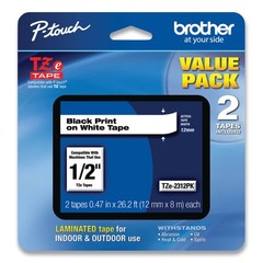Brother P-Touch? TZe Standard Adhesive Laminated Labeling Tapes, 1/2w, Black on