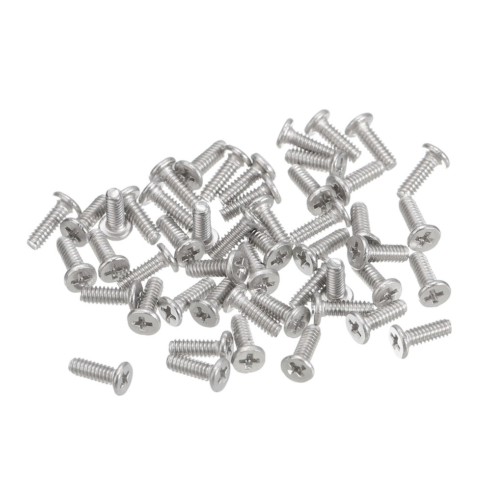 50Pcs M1.4-0.3 x 4mm Metal Flat Round Head Screws Phillips Drive Machine Bolt