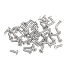 50Pcs M1.4-0.3 x 4mm Metal Flat Round Head Screws Phillips Drive Machine Bolt
