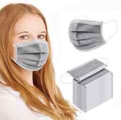 100PCS Masks Grey Disposable Face Mask 3 100 Count (Pack of 1), 100Pcs