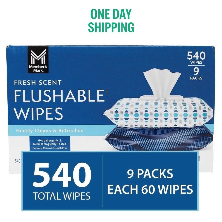 Member’s Mark Flushable Wipes, Fresh Scent, 540 ct.