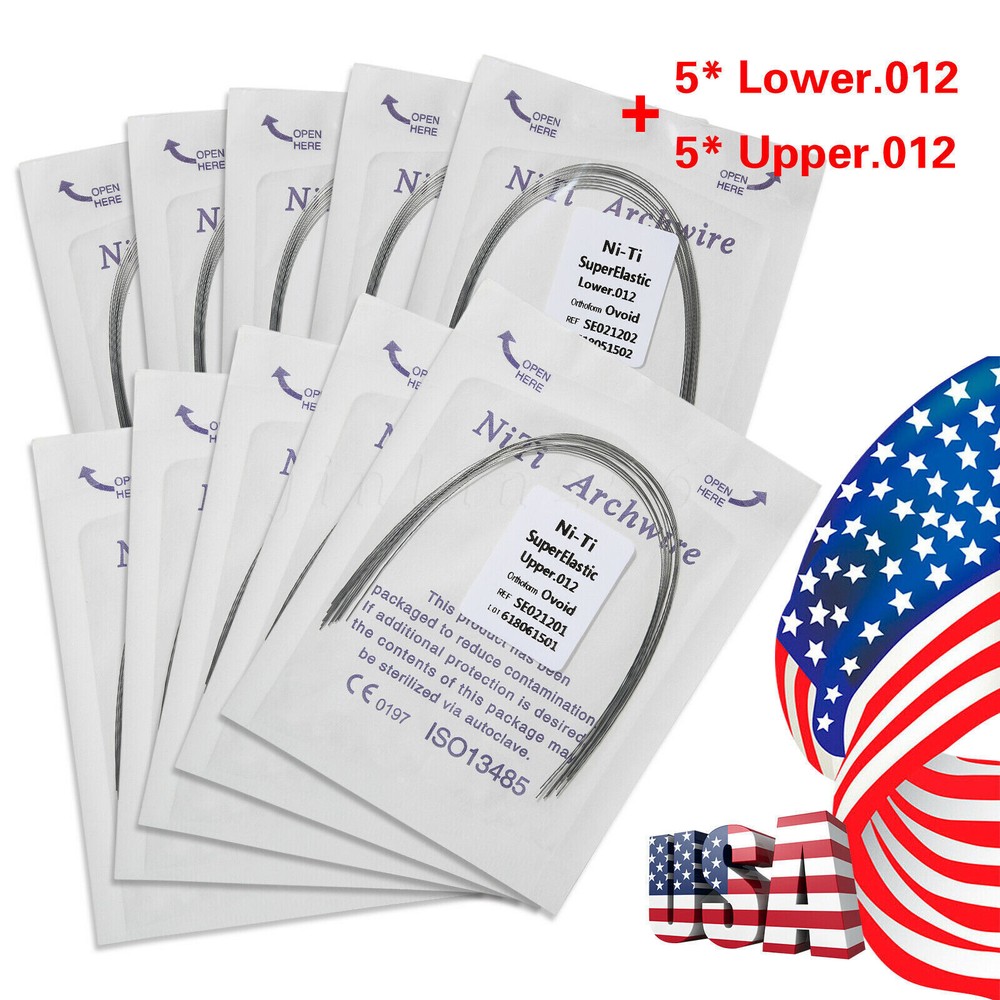 10pack Dental Ortho Arch Wire Super Elastic Niti/SS Round Rectangular Ovoid Form