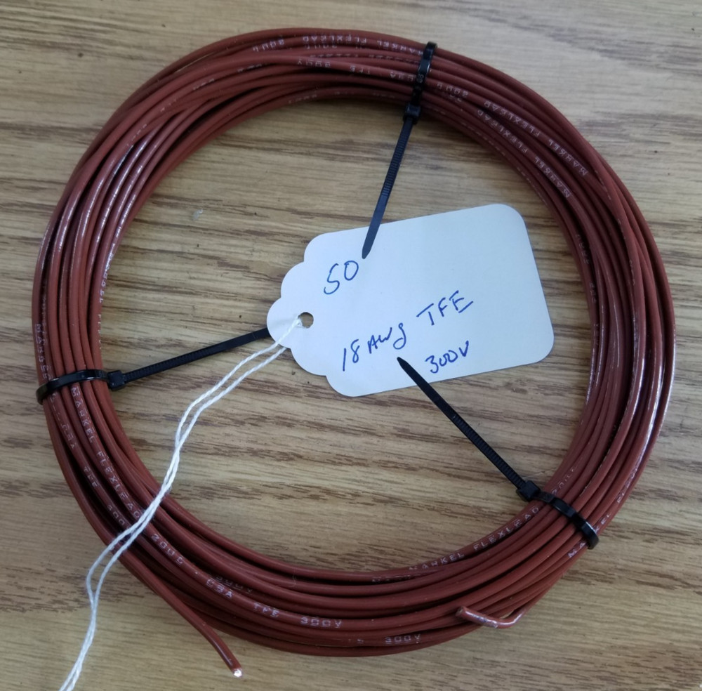 50 Feet Hook-Up Wire 18AWG 19/30Stranded Silver-Coated Copper TFE Brown
