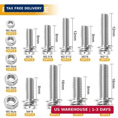 weideer 800Pcs Nut and Bolt Assortment Kit,M2 M2.5 M3 M4 M5 Machine Screws, Batt