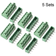5Sets 6-Pin 5.08mm Pitch Right Angle PCB Screw Terminal Block Connector