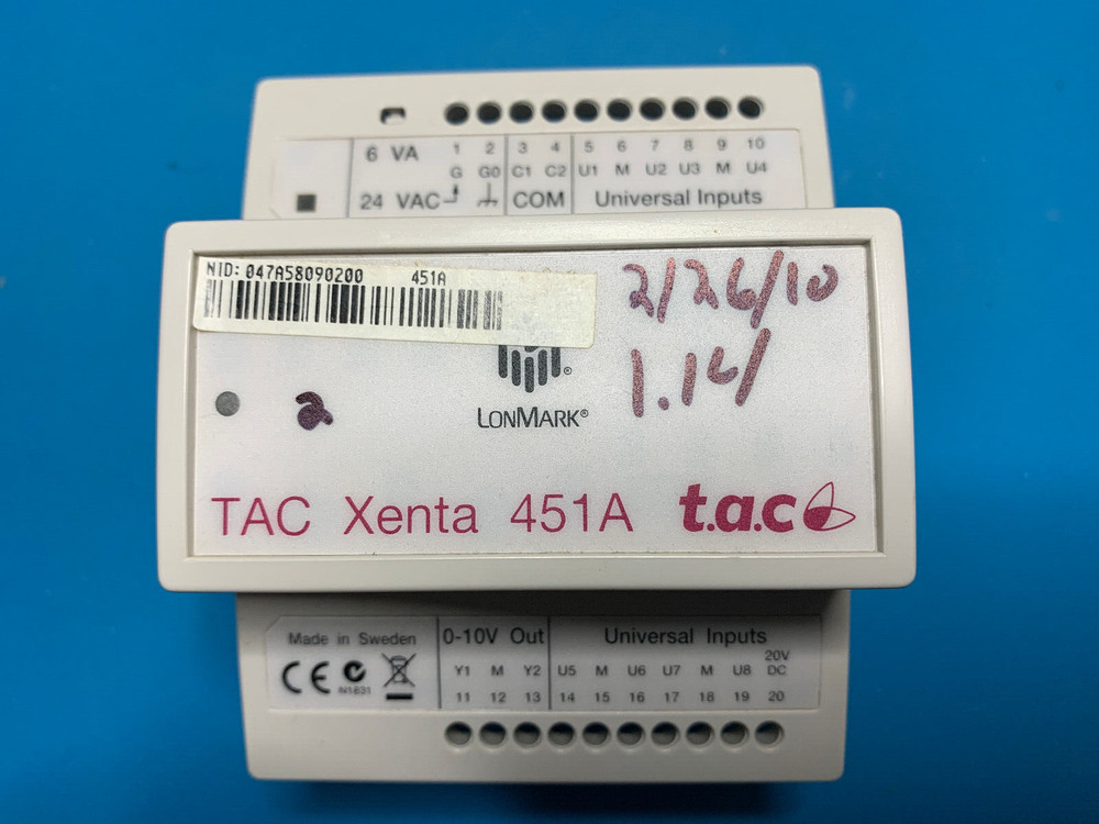 TAC Xenta 451A Universal Input & Analog Output Module, 0-073-0285-0, 8 UI, 2 AO