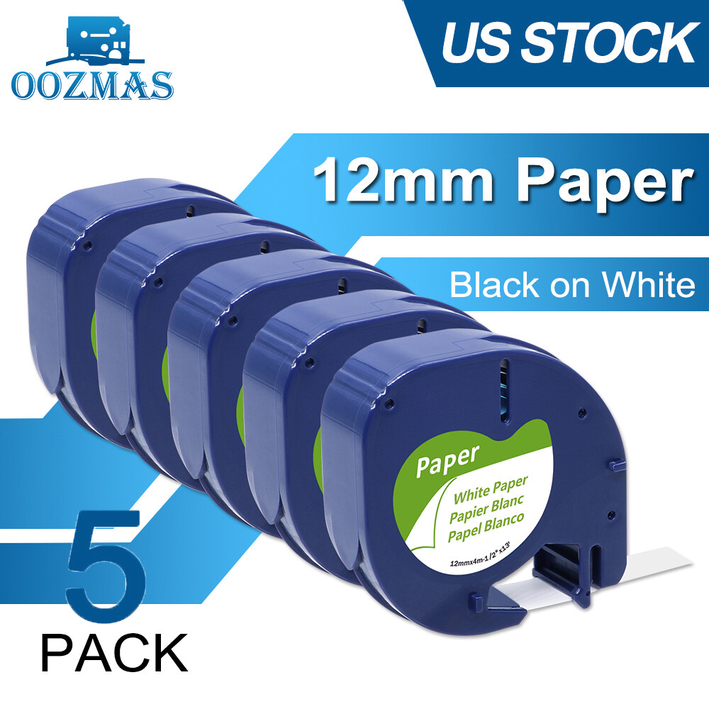 Compatible Dymo LetraTag Refill 91330 White Paper Label Tape 12mm 1/2 LT-100H