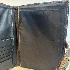 Vtg FRANKLIN COVEY Classic Black Full Grain Leather Planner Cover Brass Buckle
