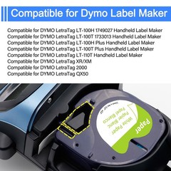 5PK LT91330 Paper Refills Black on White Tape For DYMO LetraTag 100H 12mm Label
