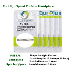 Dental Straight Fissure Carbide Burs FG Drill Bit FG 555 556 557 557L High Speed