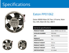 EATON PP01062 SVX9000, SPX9000 Cooling Fan