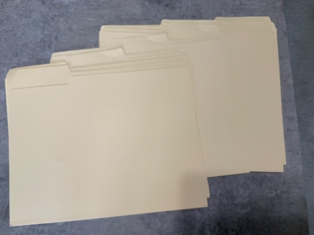 Manila File Folders BAZIC 1/3 Cut Letter Size Left Right Center Tabs NEW