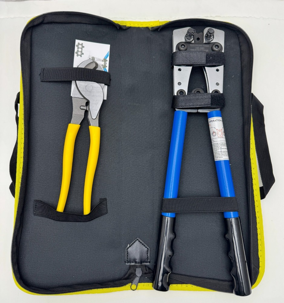 Battery Cable Lug HX-50B Crimper Tool Kit w/cable wire cutter & Storage case