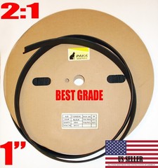 50 Feet 50′ BLACK 1″ INCH (25 mm) Polyolefin 2:1 Heat Shrink Tubing