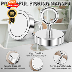 FINDMAG Strong Magnets Fishing, 350 LBS Fishing 2.00 inches (50mm), Silver
