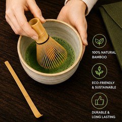 E-BOGU Japanese Matcha Whisk and Scoop Set Traditional Bamboo Chasen & Chashaku