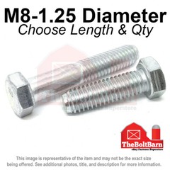 M8-1.25 Class 10.9 Hex Cap Screws Bolts COARSE Thread Zinc (Pick Length & Qty)