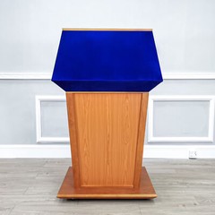 Presidential Podium Official State Embassy Wood Podium 31X23X50″ Blue Fabric