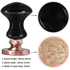 Black Obsidian Stone Wax Seal Stamp for Wedding Invitation Envelope Crafts, C…