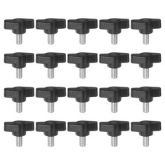 20pcs M6 x 10mm Male Thread Tee Wing Knobs Thumb Screw Clamping Knobs Grip Black