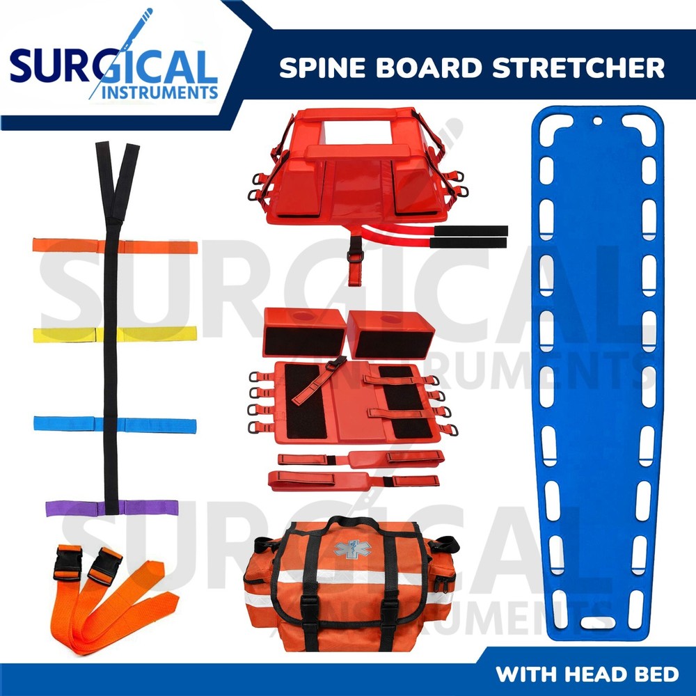 Blue EMT Backboard Spine Board Stretcher Immobilization Kit – Free Trauma Bag