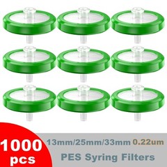1000PCS Scientific Syringe Filter PES(Polyethersulfone) 0.22μm 13mm/25mm/33mm US