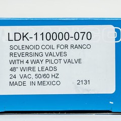 Ranco LDK-110000-070 Solenoid Coil 24 VAC for Heat Pump Reversing Valves