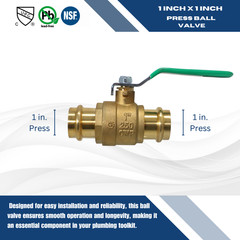 10 Pack XFITTING 1″ Press Ball Valve, Lead Free Brass, Full Port, ProPress